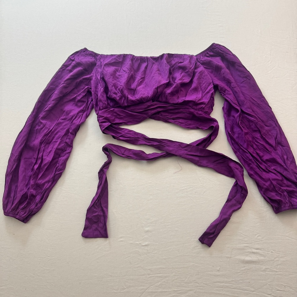 Chic Crop Top Women's Purple Blouse